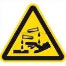 Warnschilder: Warnung vor ätzenden Stoffen nach ISO 7010 (W 023)