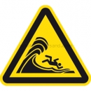 Warnschilder: Warnung vor hoher Brandung oder hohen brechenden Wellen nach ISO 20712-1 (WSW 023)