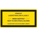 Warnschilder: Laser Klasse 2 - Laserstrahlung - Wenn geöffnet nicht in den Strahl blicken