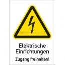 Warnschilder: Kombischild Elektrische Einrichtungen - Zugang freihalten