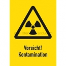 Warnschilder mit Text und Piktogramm: Kombischild Vorsicht! Kontamination
