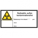 Warnschilder: Warnetikett Radioaktiv, außen kontaminationsfrei nach DIN 25430 (E 200)