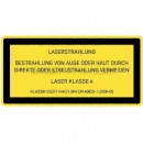 Warnschilder: Laser Klasse 4 - Laserstrahlung - Bestrahlung von Auge oder Haut durch direkte oder Streustrahlung vermeiden  